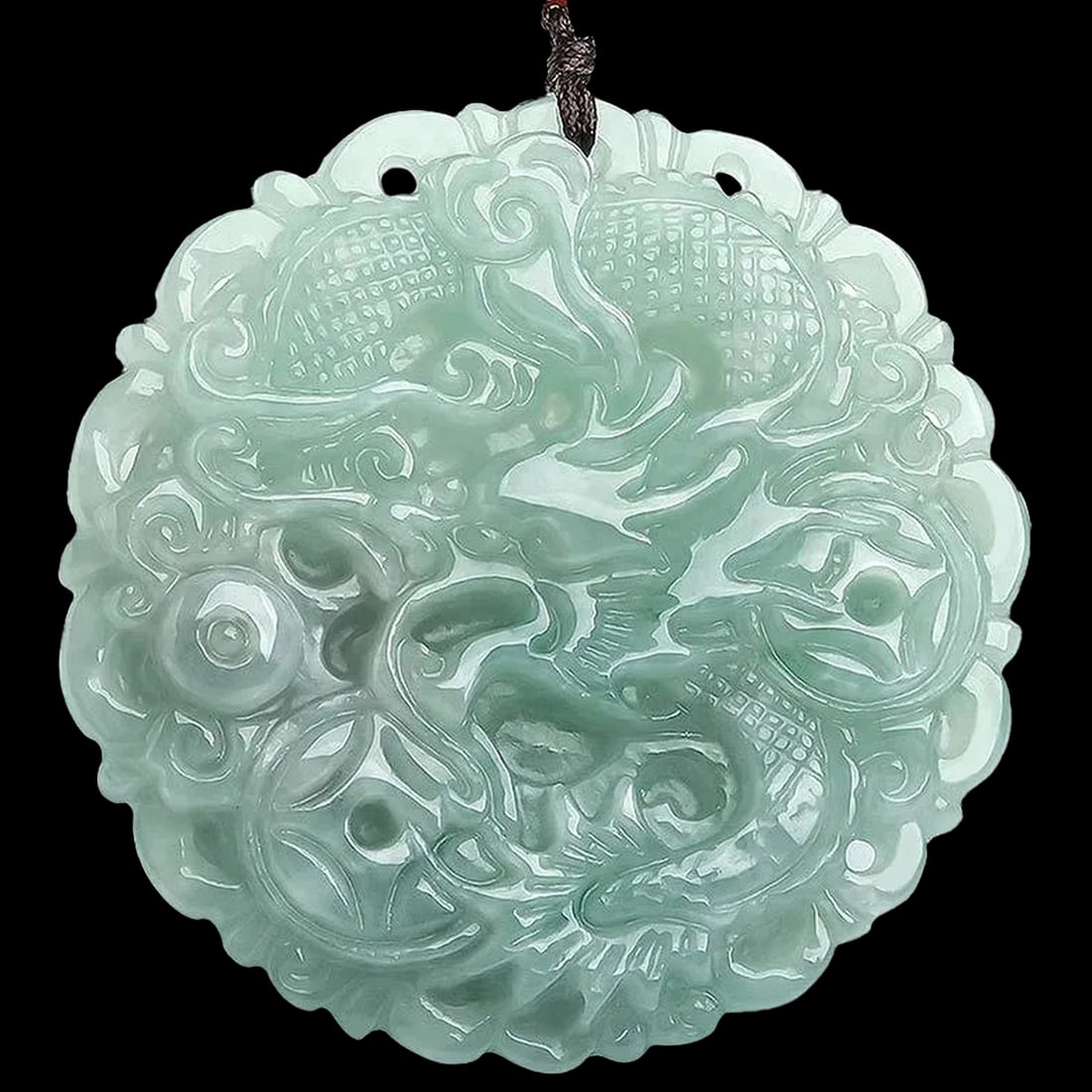 Old-Style Carved Fire Bird Dragon Jade Pendant (1 of 3)