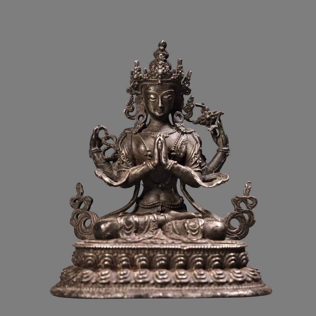 Vintage-Style Bronze Guanyin Gilded Sculpture (1 of 6)