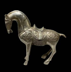 Vintage-Style White Copper Standing Horse Figurine (1 of 4)