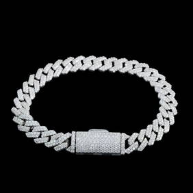 925 Silver Gilded Cuban Chain Bracelet Moissanite (1 of 5)