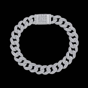 925 Silver Cuban Bracelet Moissanite Diamonds (1 of 5)