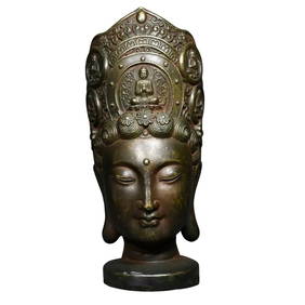 Vintage-Style Bronze Statue Guanyin Bust Buddha (1 of 5)