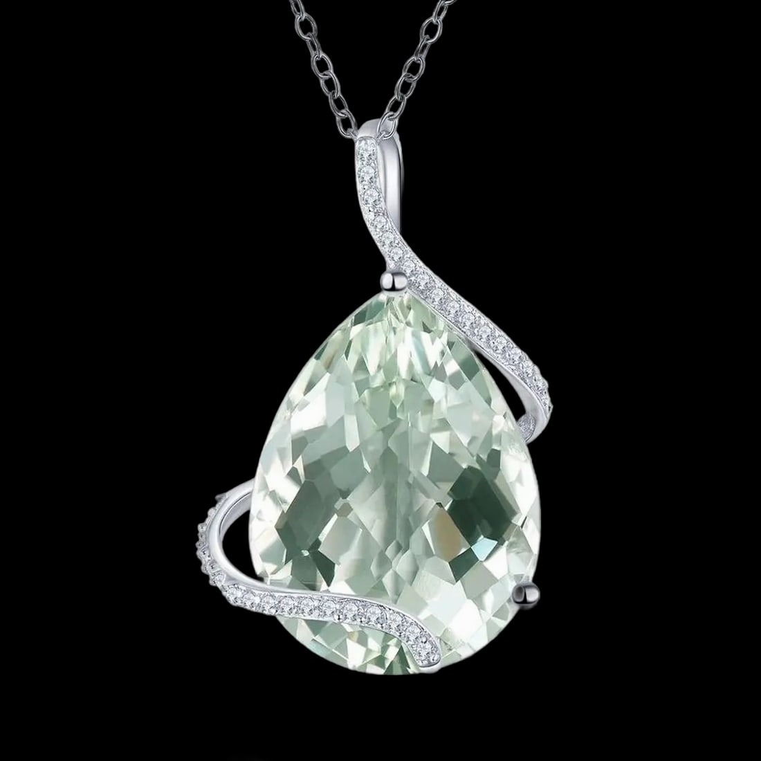 Teardrop Gems Pendant Rhodium-Plated 925 Silver (1 of 3)