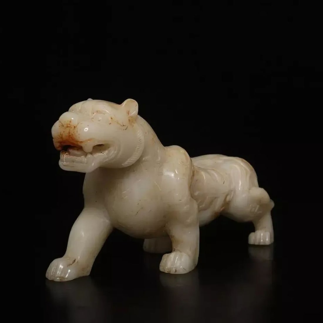 Vintage-Inspired Chinese Carved Jade Tiger Statue (1 of 9)