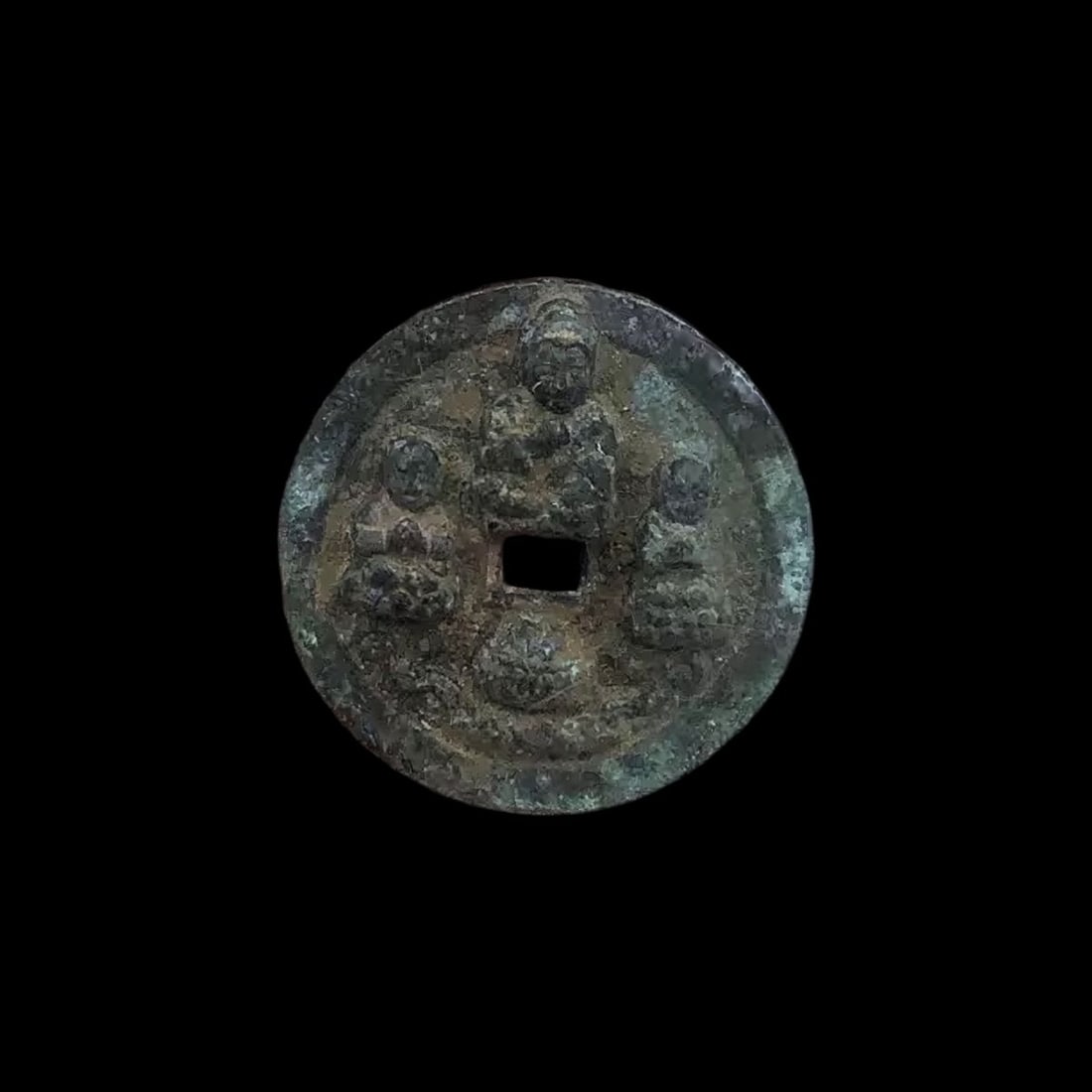 Vintage-Inspired Bronze Three Buddhas Motif Coin (1 of 4)