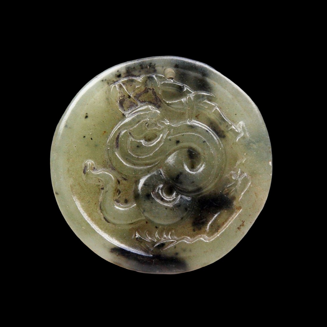 Retro-Style Carved Jade Pendant Coiling Snake (1 of 6)