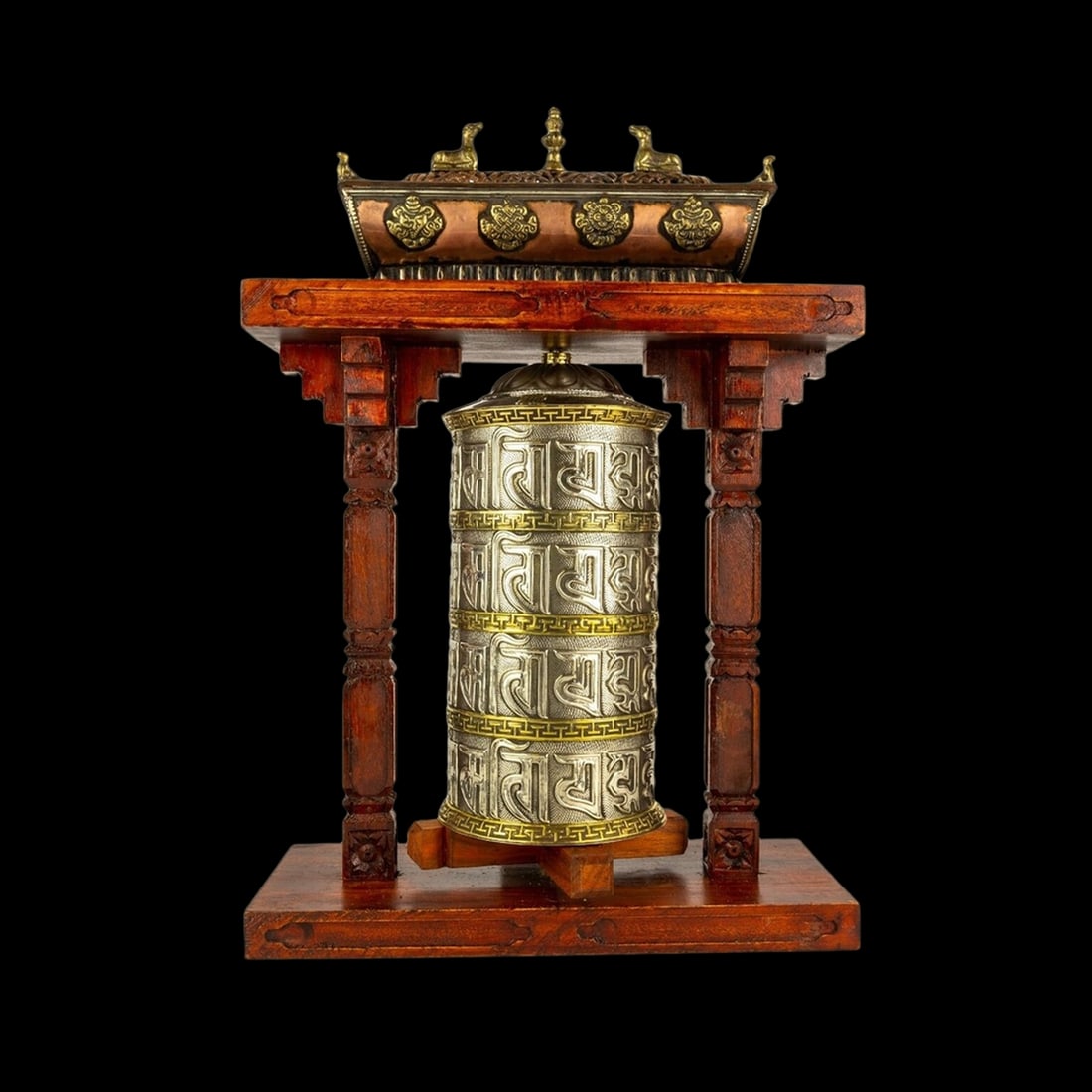 Tibetan Tabletop Prayer Wheel Mantra Eight Symbols (1 of 4)