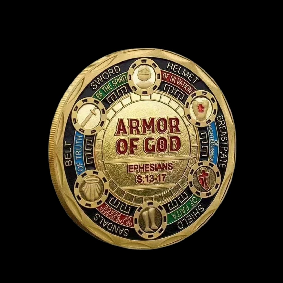 Numismatic Ephesians Knight Armor Gilt Coin Medal (1 of 2)