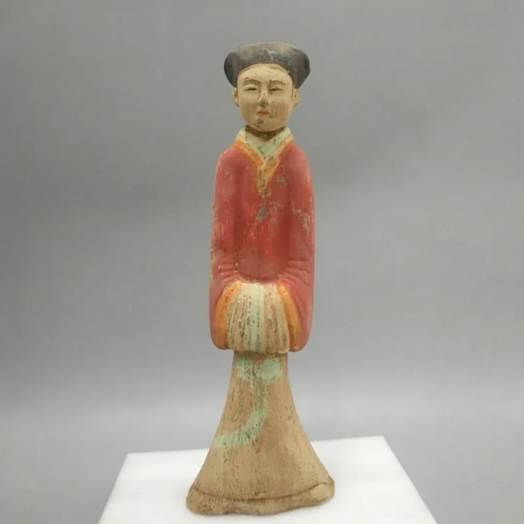 Han Dynasty Painted Ceramic Figurine Stern Male (1 of 1)