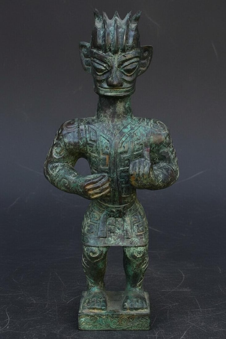 Vintage Chinese Man Statue Bronze Archaic Deity (1 of 9)