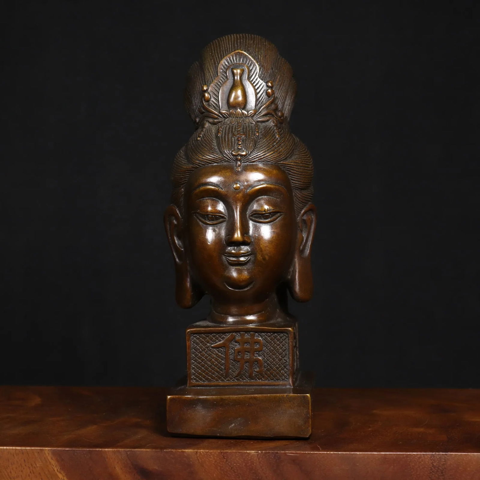 Bronze Handmade Bust Head Buddha Figurine Statue (1 of 6)