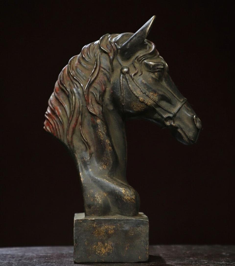 Unique Horse Bust Bronze Animal Head Figurine (1 of 9)