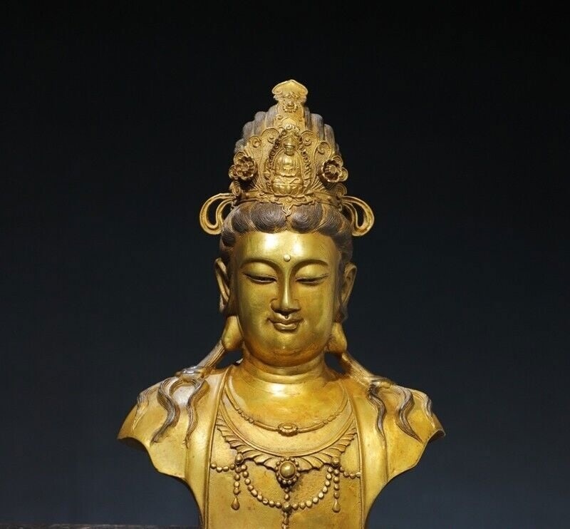Bronze Gilt Buddhist Statue Deity Vintage Style (1 of 6)