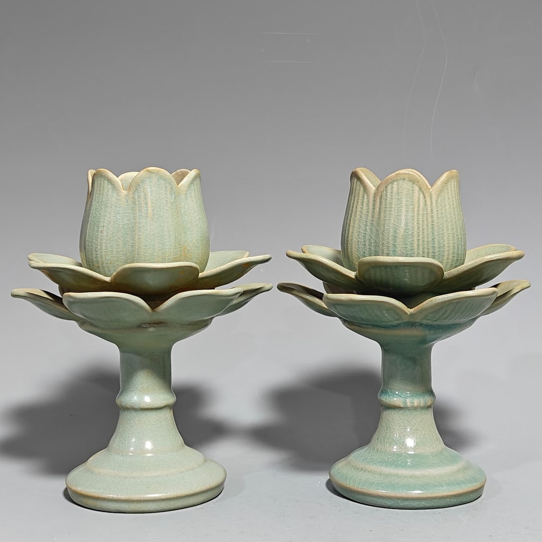 Lotus Shape Pair Vintage Candle Holders Statues (1 of 9)