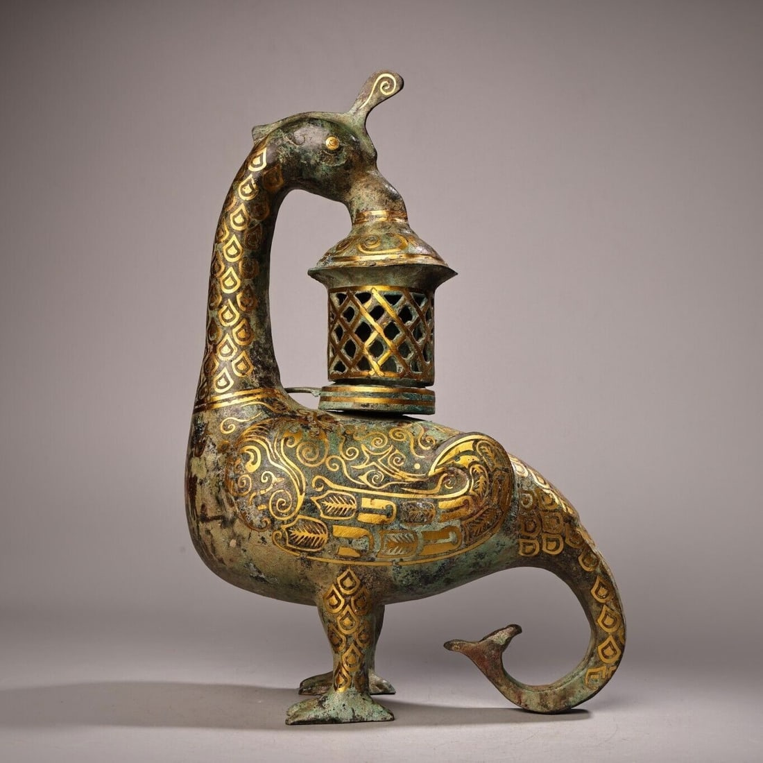 Retro-Style Bronze Candle Holder Gilt Bird Figure (1 of 12)