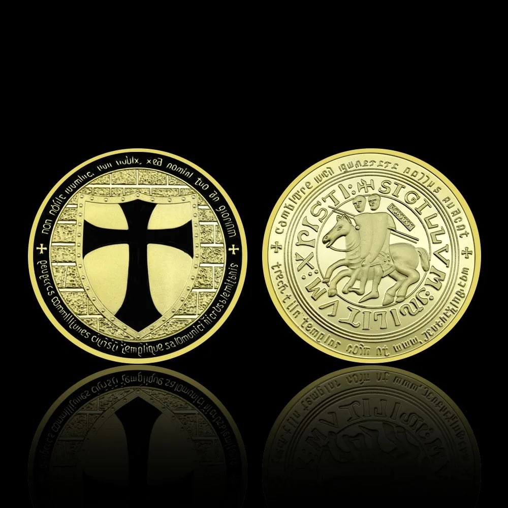Replica Medal Masonic Templar Warrior Gilt Coin (1 of 6)