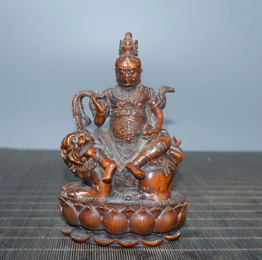 Buddhist Deity Boxwood Handmade Vintage Statue (1 of 6)