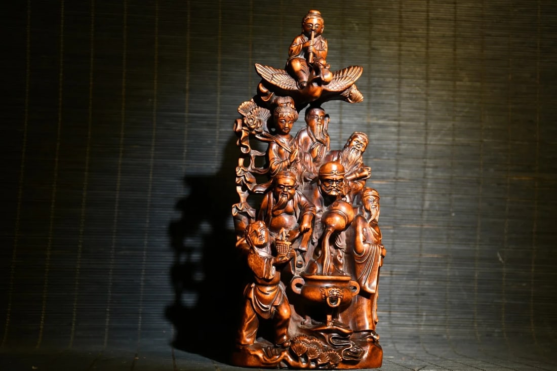 Buddhist Deities Hand Carved Composition Statue (1 of 6)