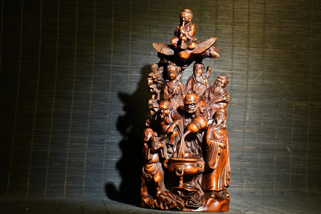 Buddhist Deities Hand Carved Composition Statue - 2