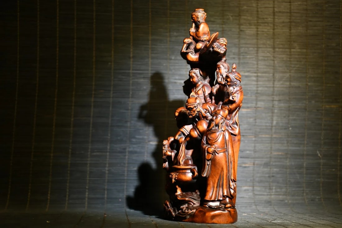 Buddhist Deities Hand Carved Composition Statue - 6