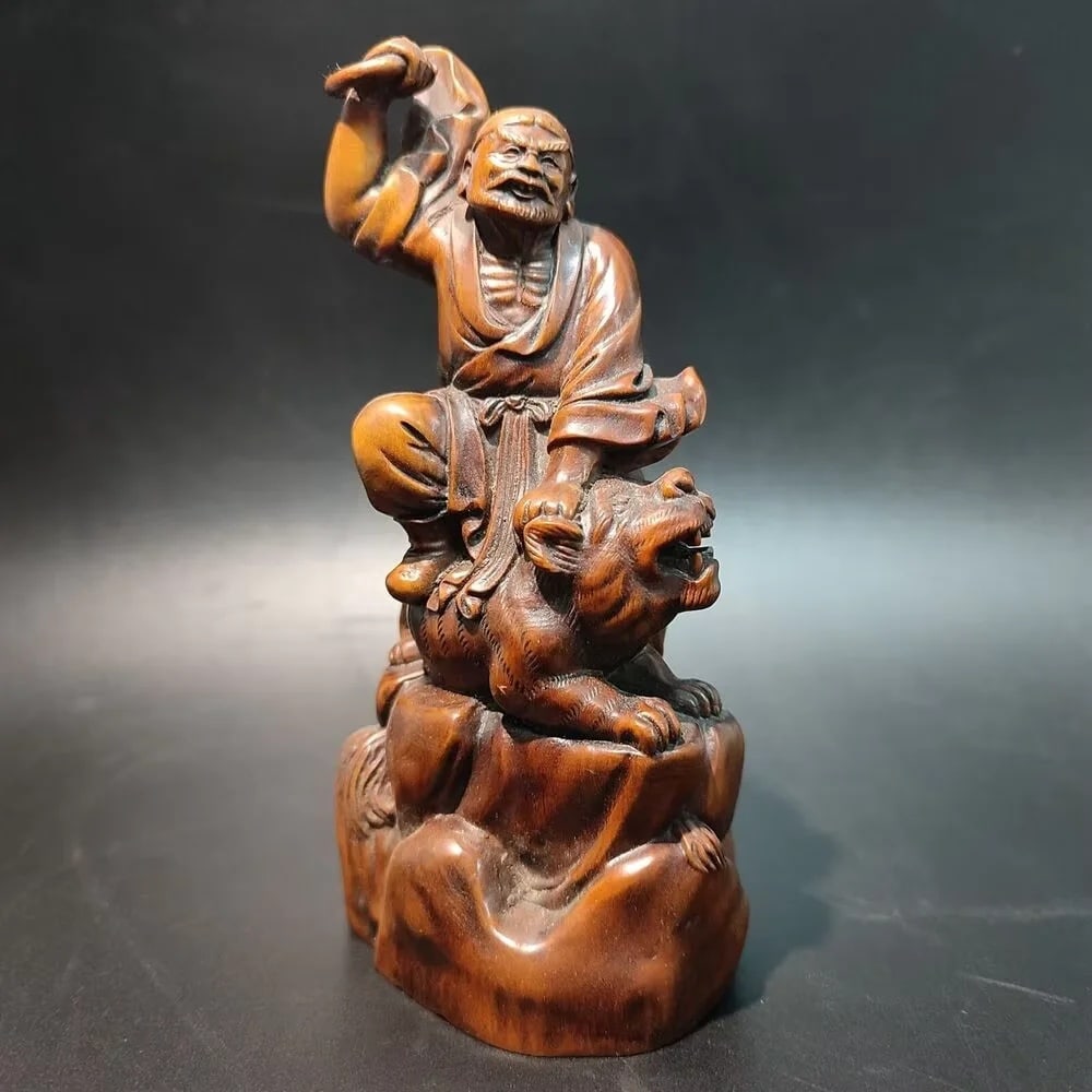East Asian Hand Carved Boxwood Arhat Figurine (1 of 6)