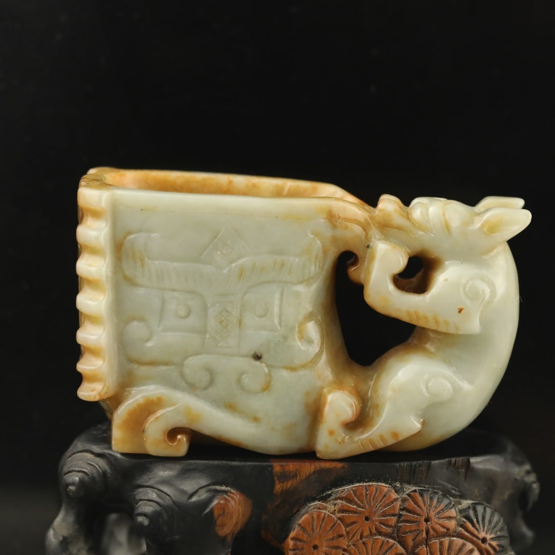 Vintage Chinese Cup Statue Hand-Carved Hetian Jade (1 of 5)