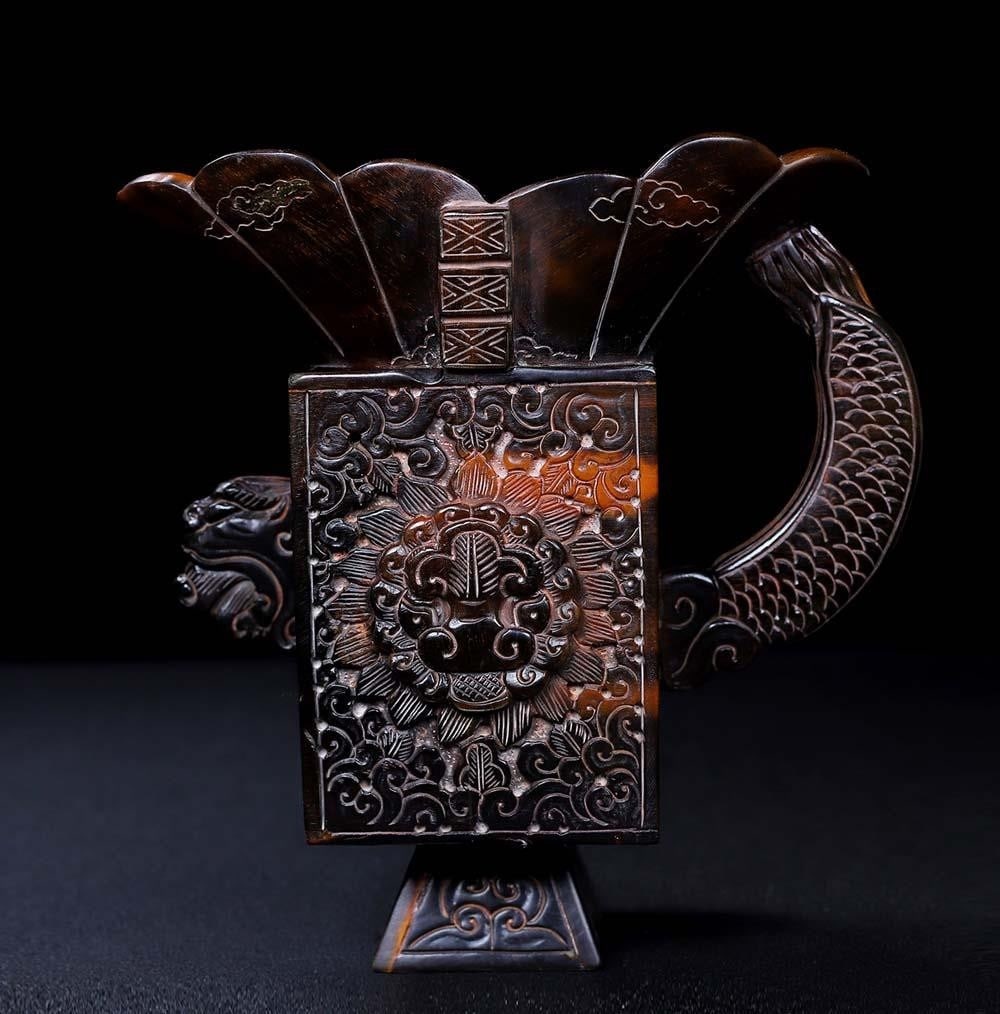 Retro Style Chinese Cup Cow Statue Dragon Relief (1 of 9)