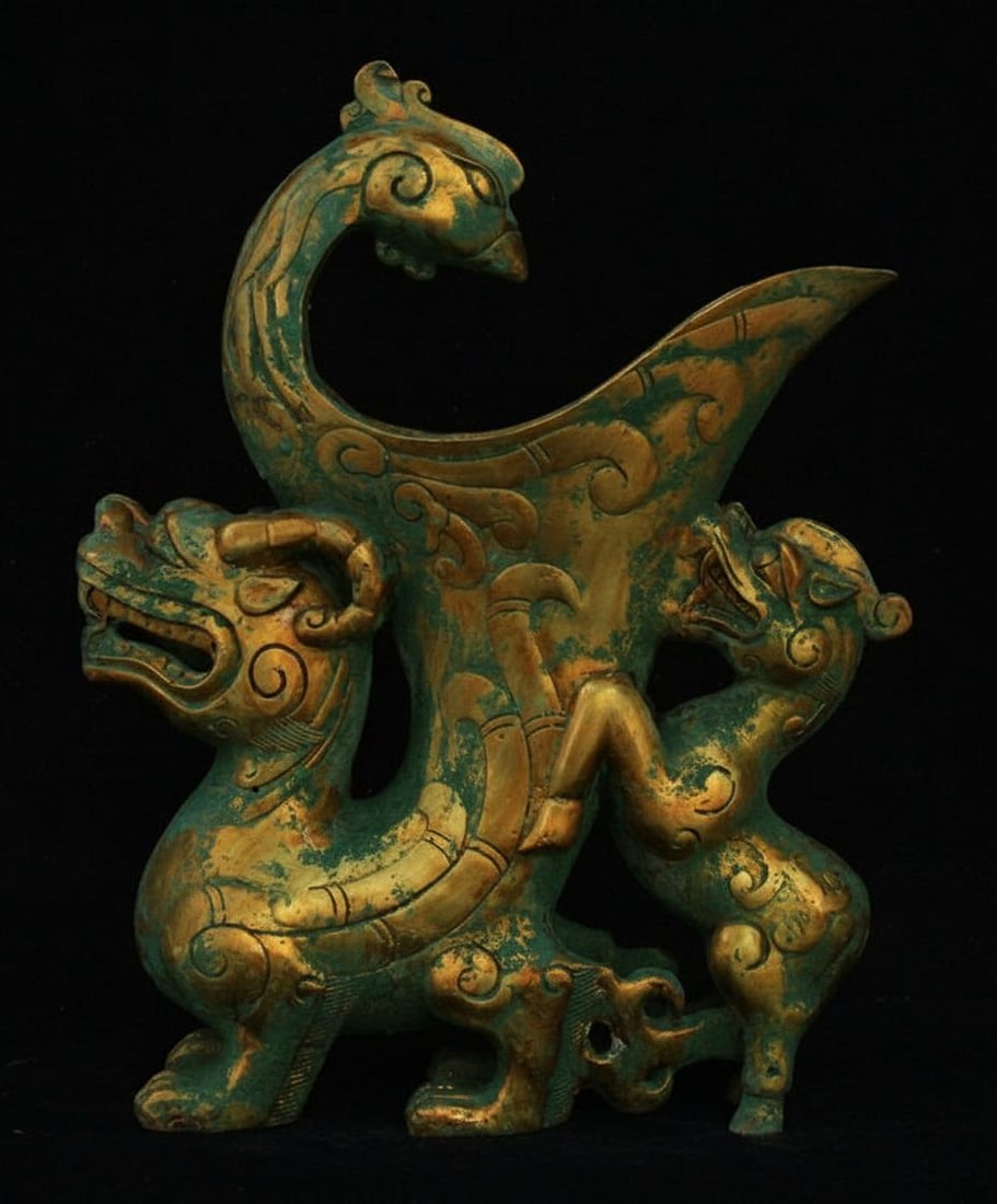 Chinese Decorative Wine Goblet Bronze Gilt Vessel (1 of 9)