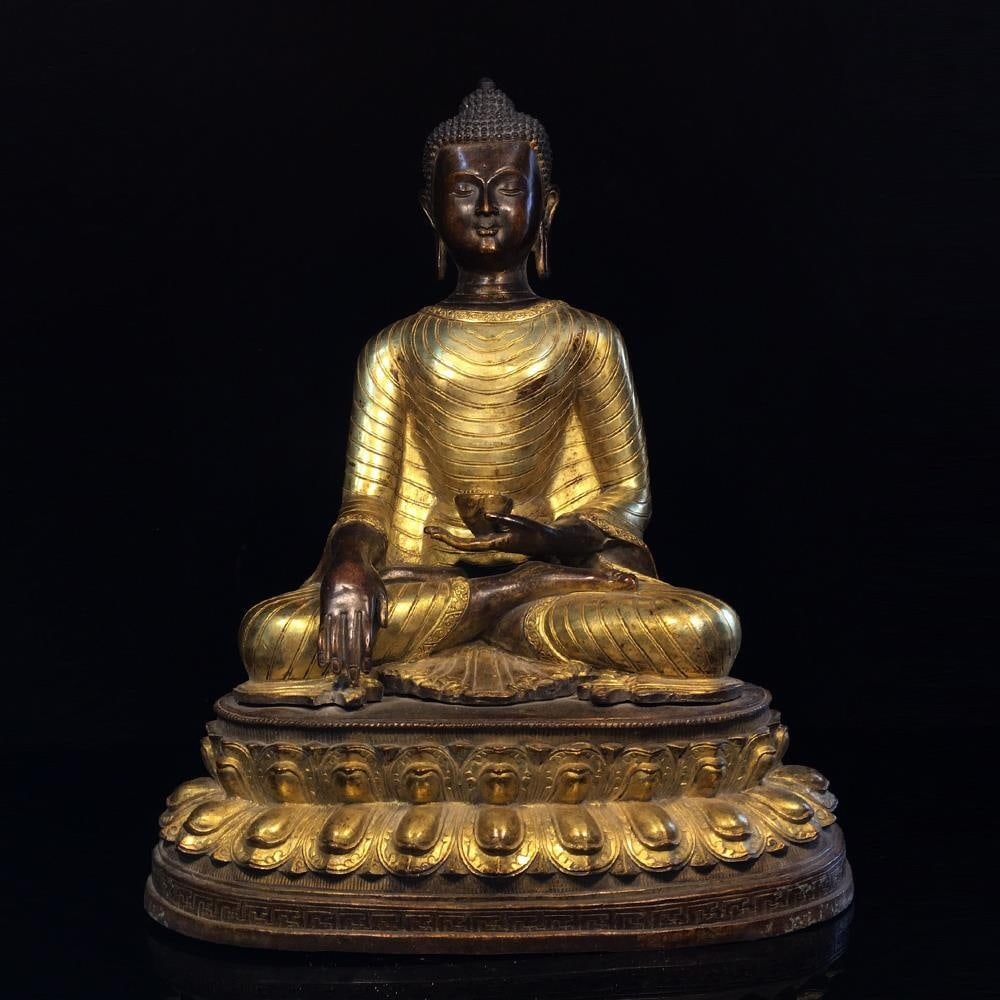 Retro Asian Statue Buddha Figure Bronze Gilding (1 of 10)