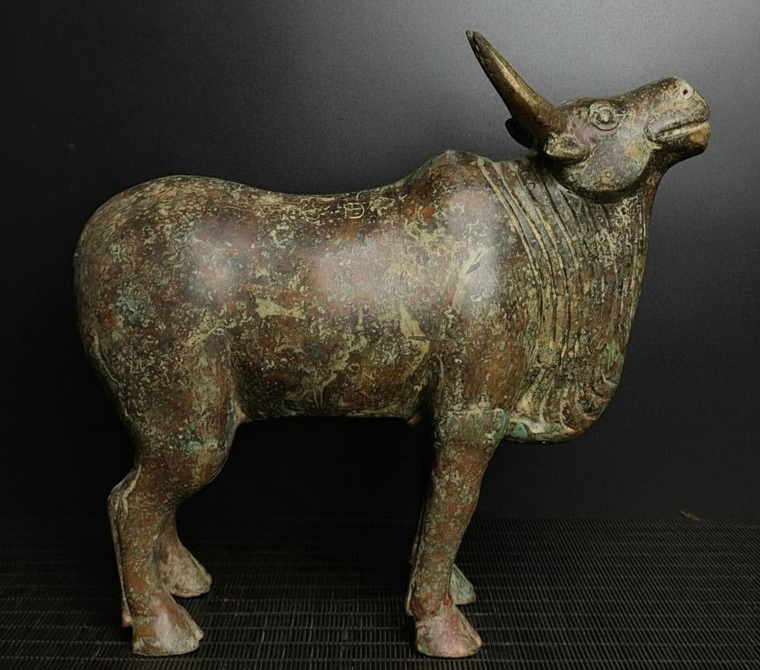 Vintage-Style Bronze Statue Cattle Ox Cow Bull (1 of 9)
