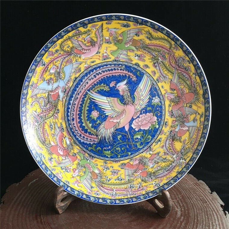 Asian Porcelain Plate Dish Vibrant Phoenix Design (1 of 8)