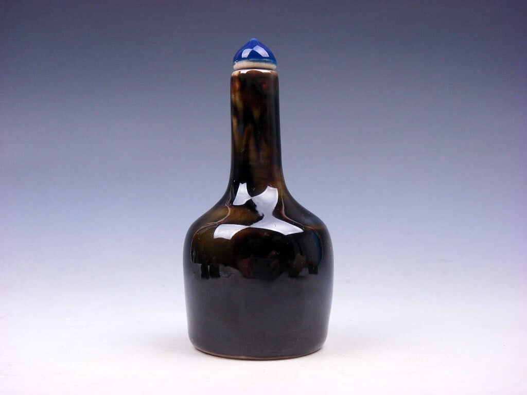 Rare Glazed Snuff Bottle Multi-Color Unique Shape (1 of 5)