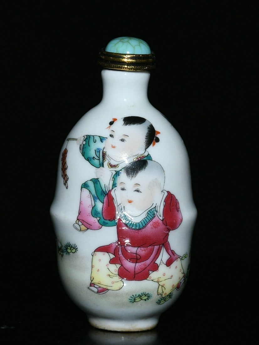 Porcelain Snuff Bottle Container Children Design (1 of 10)
