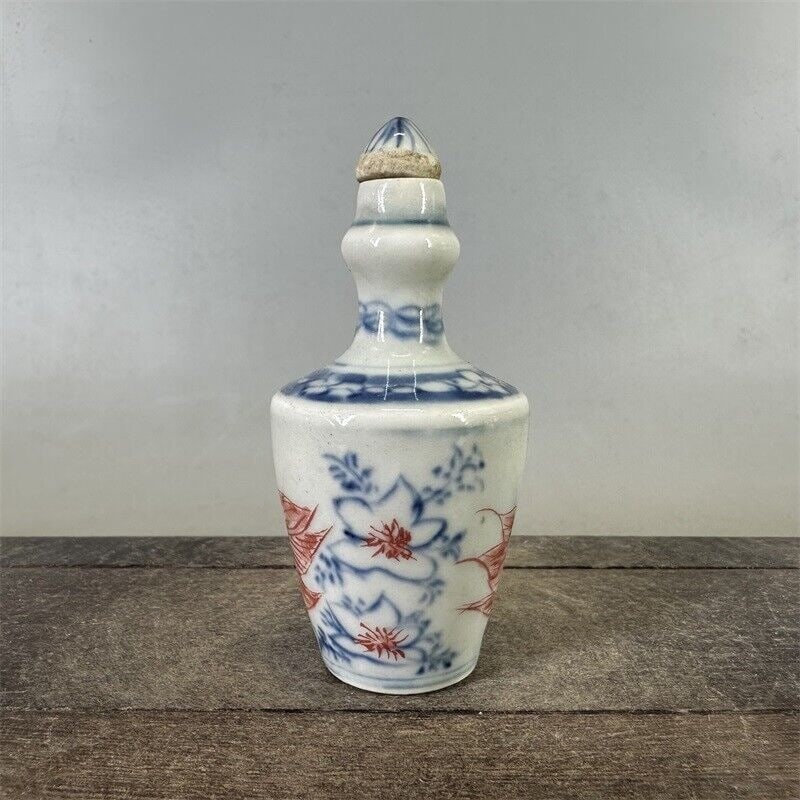 Rare Porcelain Snuff Box Blue White Fish Motif (1 of 8)