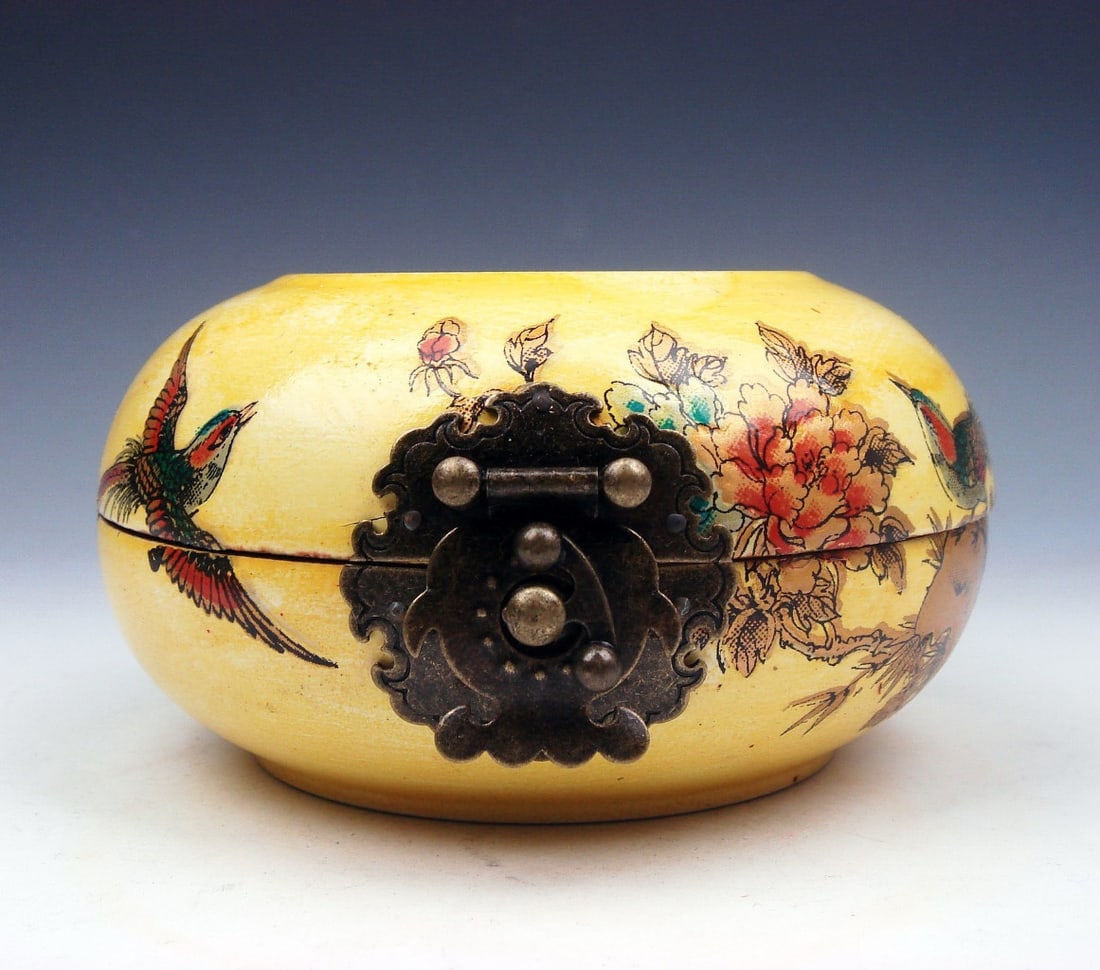 Vintage Wood Jewelry Box Gilded Dragon Fu Blessing (1 of 9)