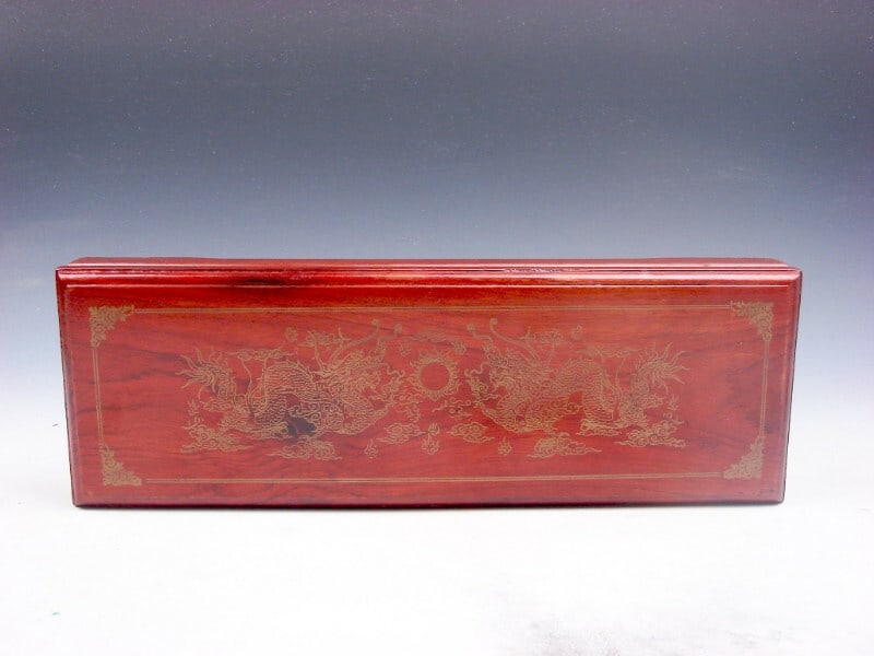 Rare Retro Wooden Red Box Chopstick Holder Casket (1 of 12)