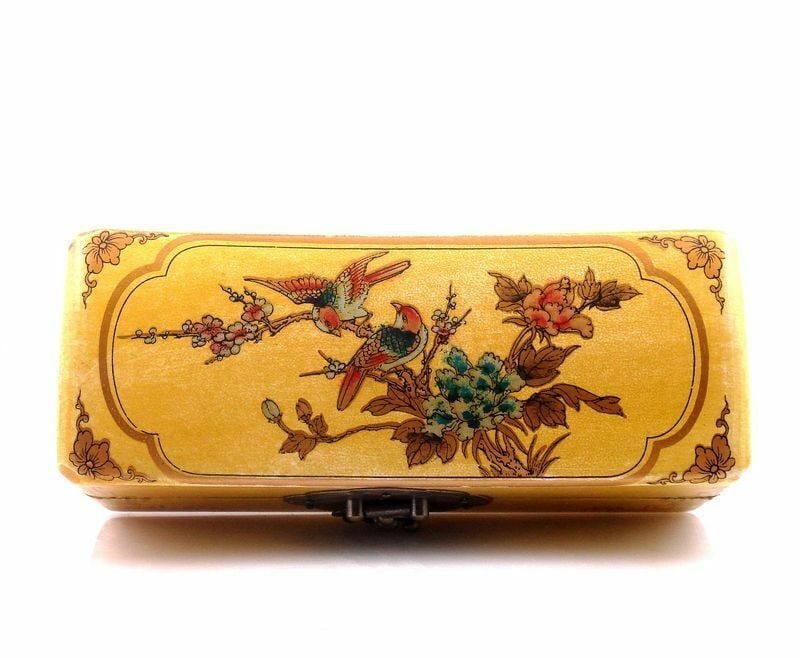 Retro Style Wooden Leather Jewelry Painted Box (1 of 6)