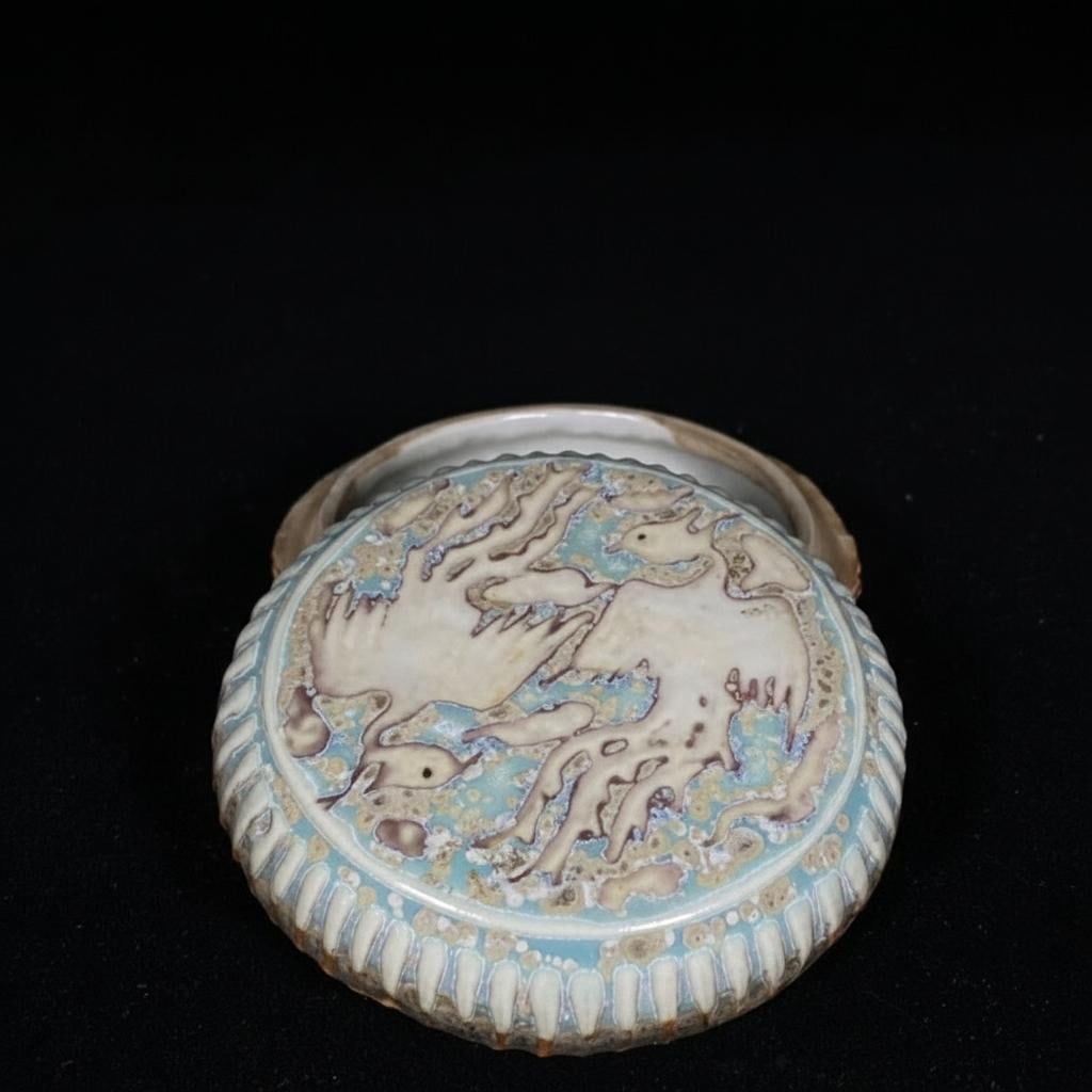 Rare Glaze Porcelain Jewelry Box Container Phoenix (1 of 9)