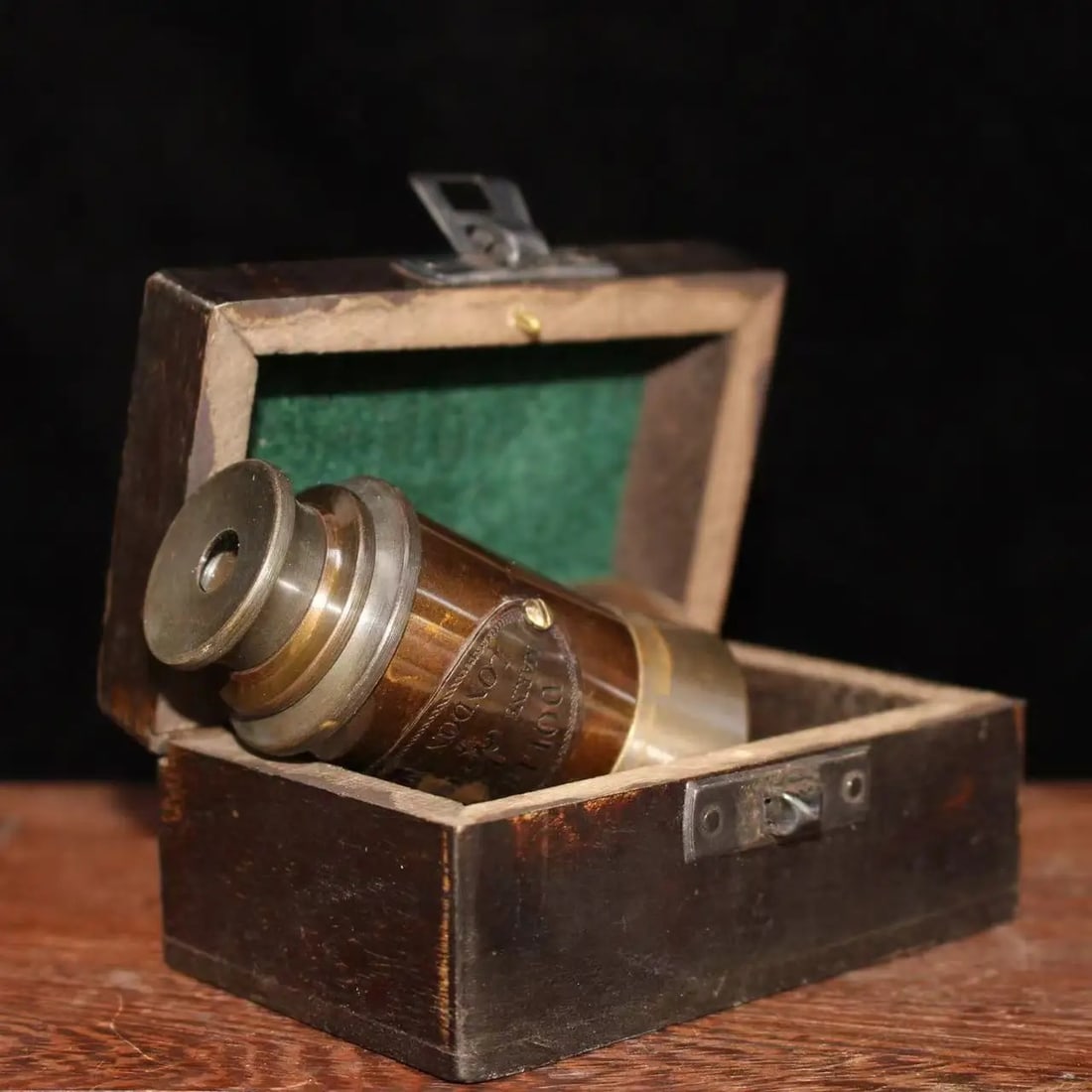 Vintage Style Copper Telescope Wood Storage Box (1 of 1)