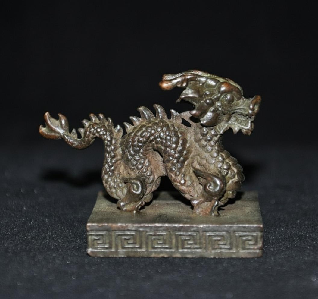 Bronze Chinese Seal Handmade Vintage Style Dragon (1 of 5)