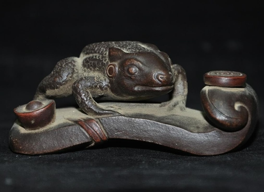 Carved Statue Frog Ruyi Feng Shui Lucky Scepter (1 of 8)