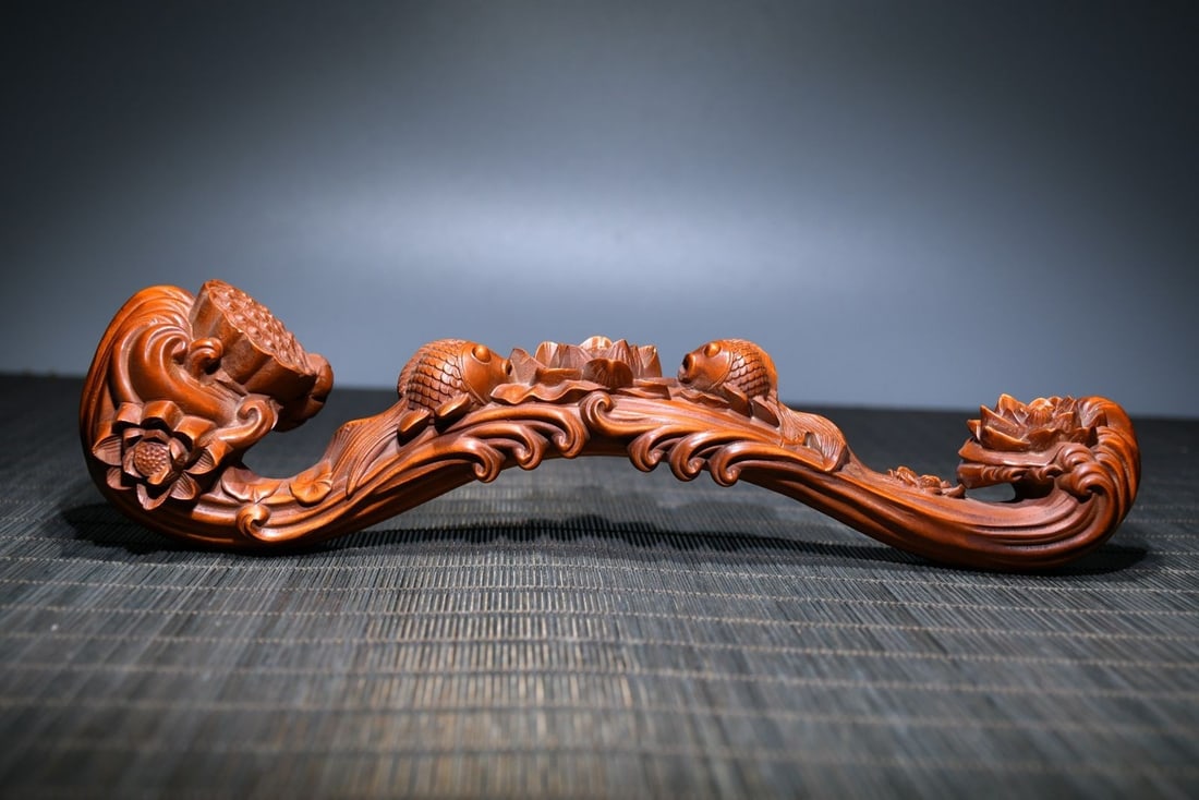 Vintage Boxwood Statue Ruyi Scepter Hand Carved (1 of 9)