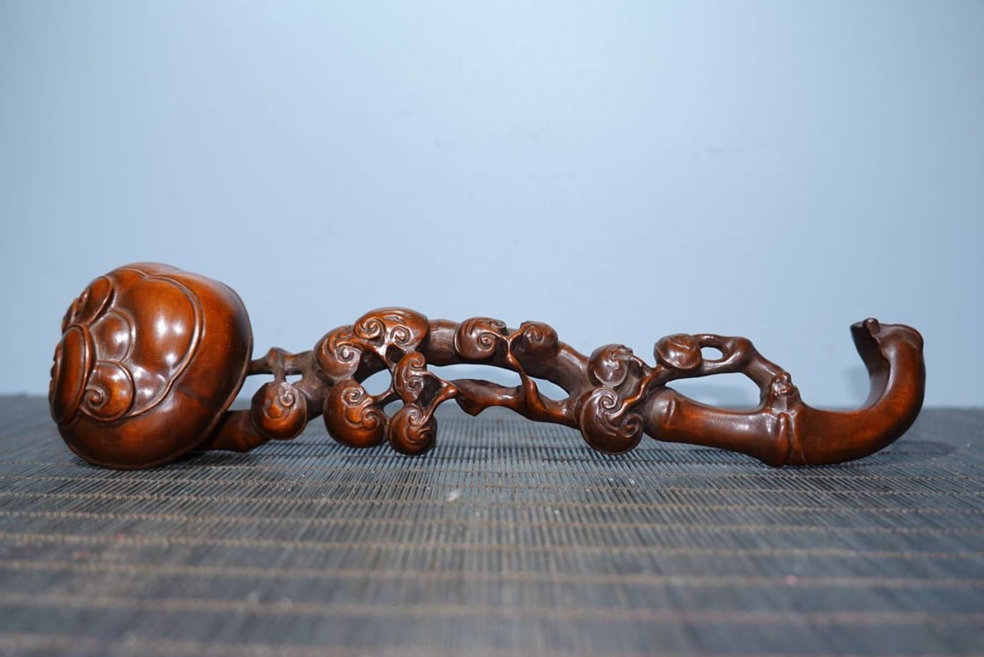 Boxwood Statue Ruyi Scepter Hand Carved Fortune (1 of 9)