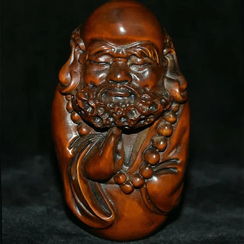 Carved Boxwood Figurine Buddha Netsuke Pendant (1 of 6)