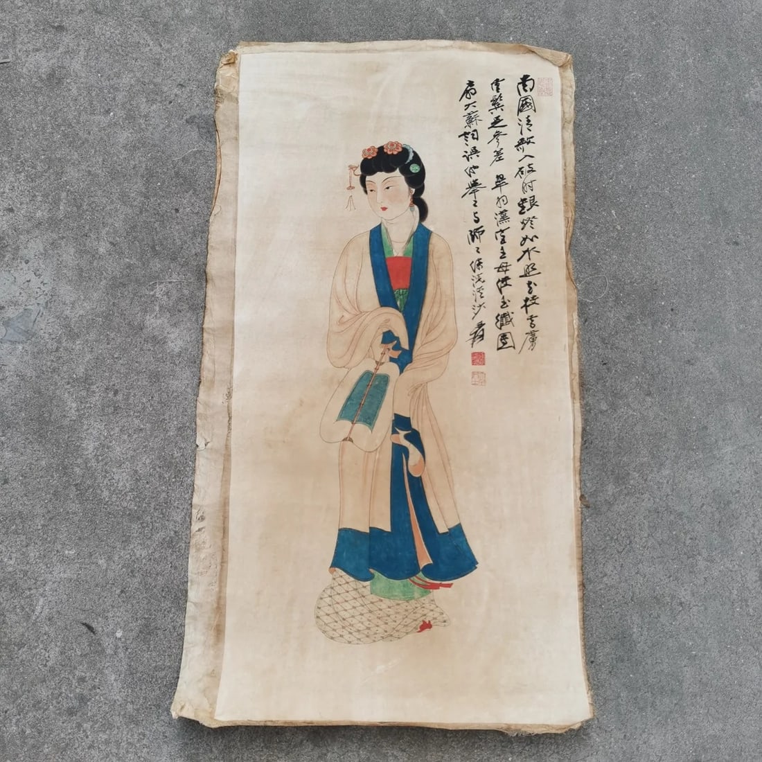 Rice Paper Scroll Painting Woman Calligraphy Art (1 of 1)