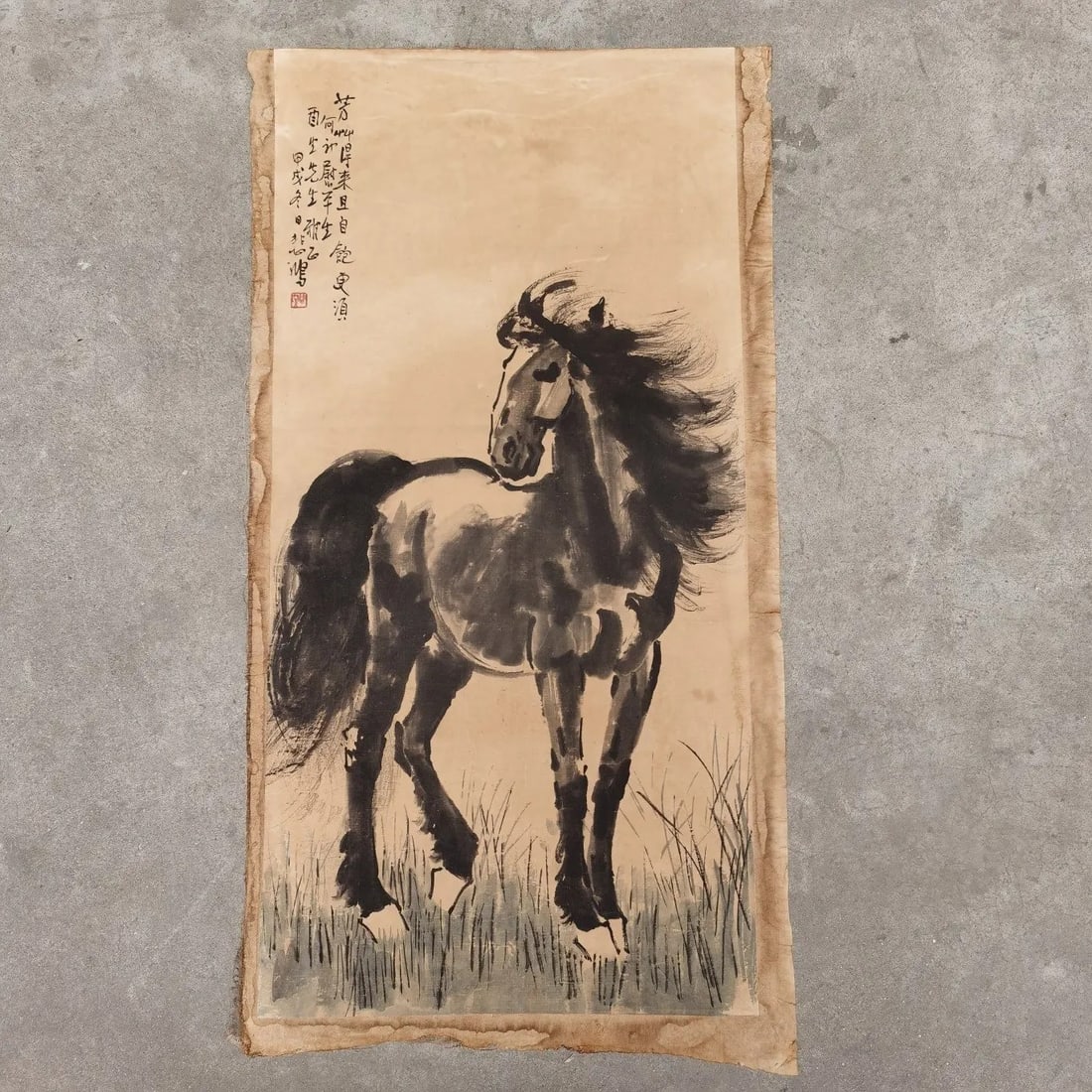 Xu Beihong Horse Painting Scroll Calligraphy Art (1 of 1)