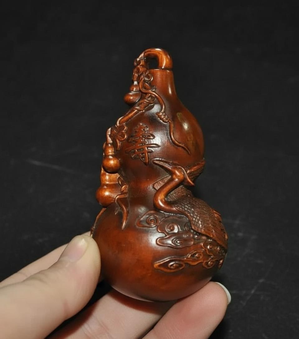 Gourd Statue Pendant Netsuke Boxwood Figurine (1 of 6)