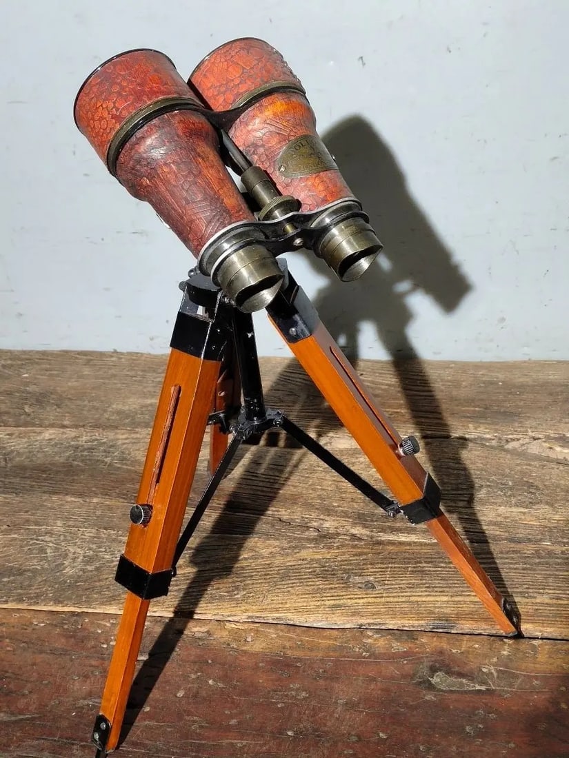 Binocular Bronze Telescope Vintage Tripod Base - 2