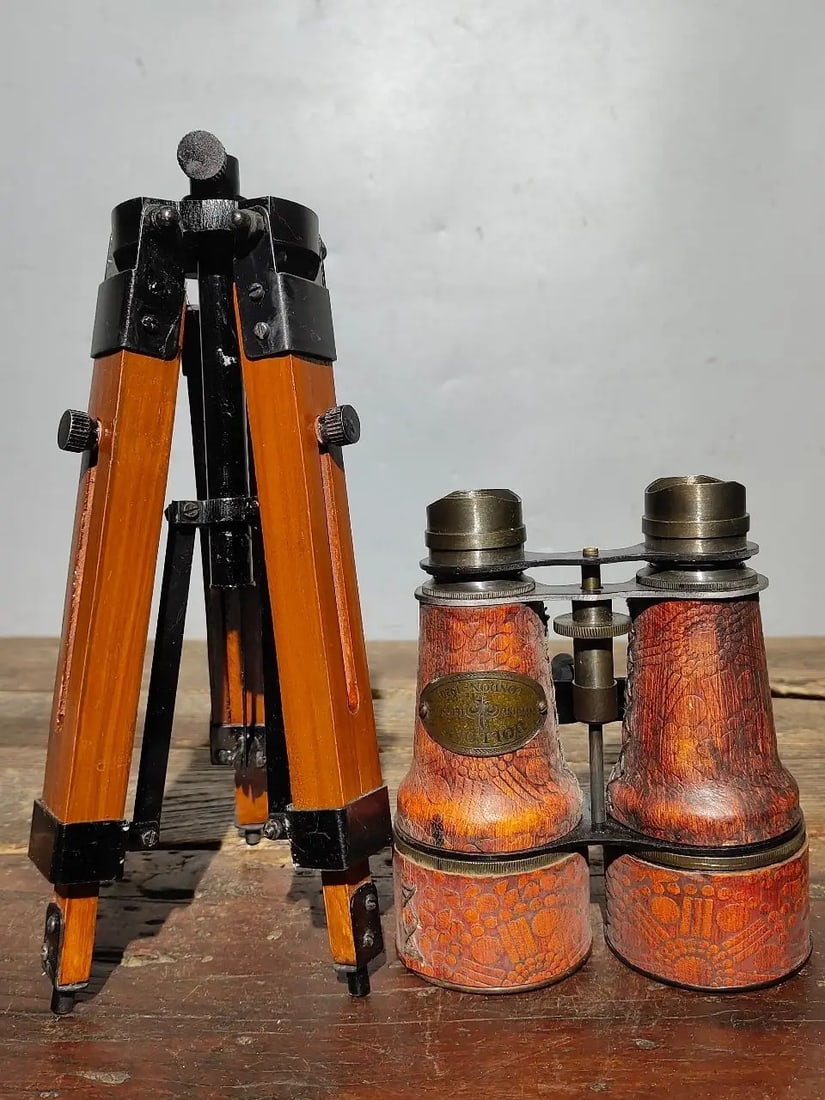 Binocular Bronze Telescope Vintage Tripod Base - 3