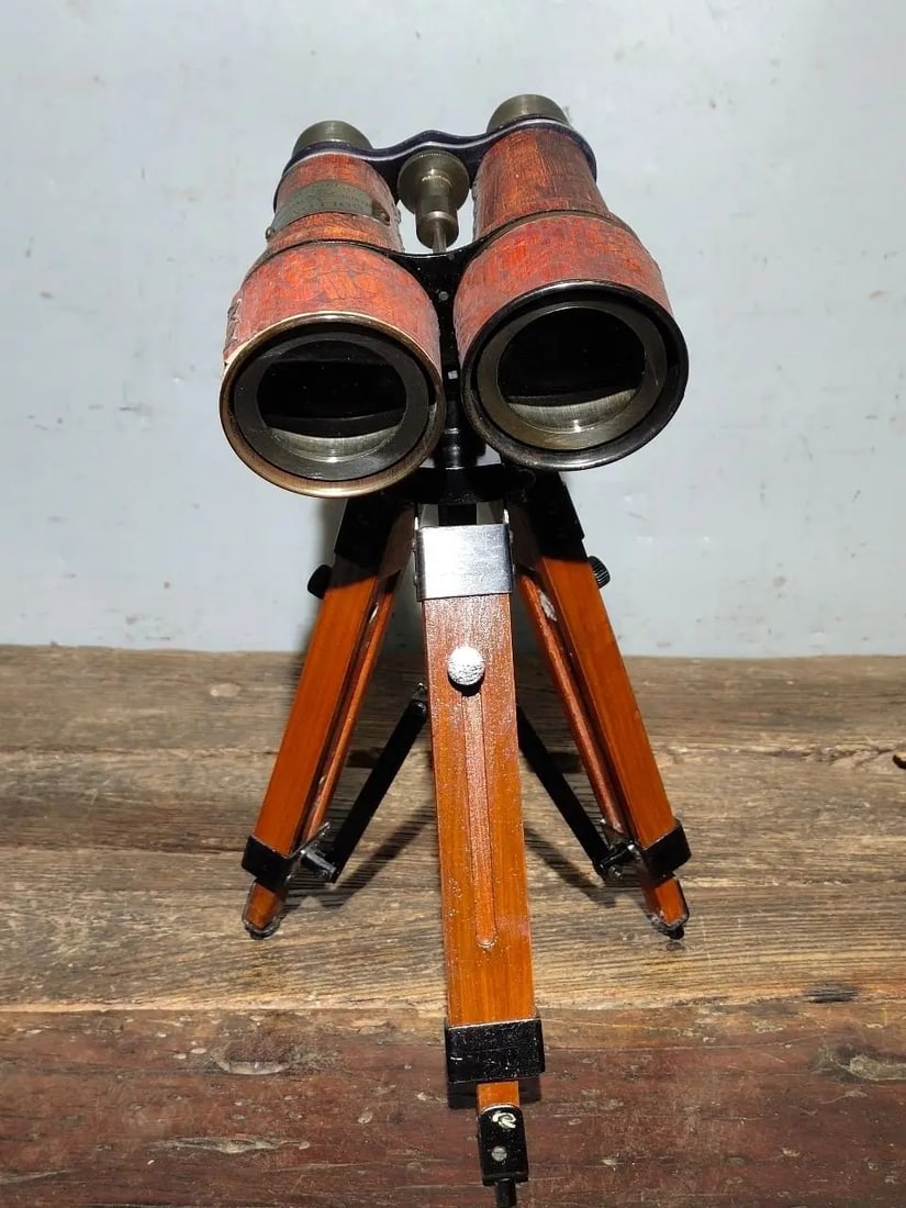 Binocular Bronze Telescope Vintage Tripod Base - 6